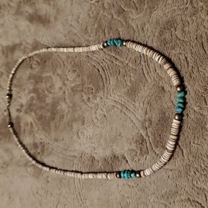 Vintage turquoise necklace with sterling silver beads